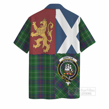 Duncan Crest Tartan Hawaiian Shirt with Lion Rampant Saltire Style