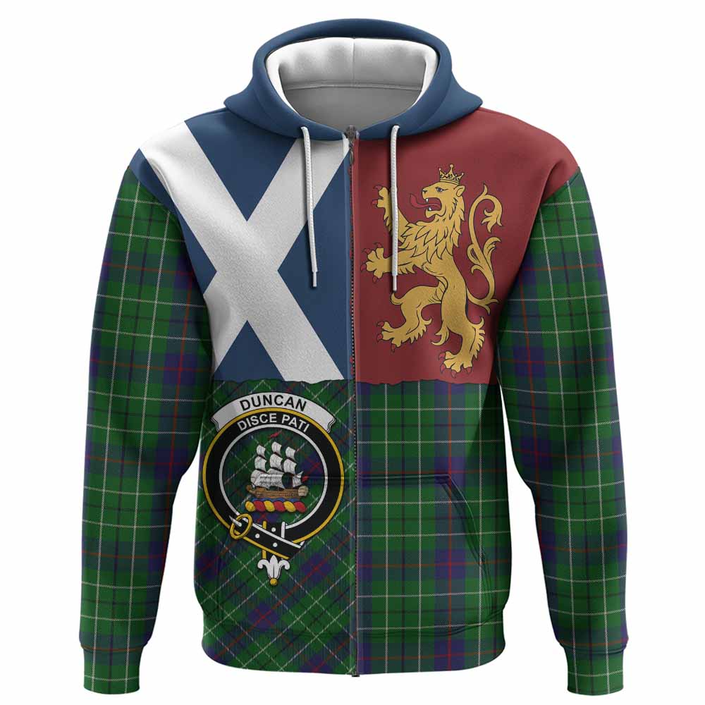 Duncan Crest Tartan Hoodie with Lion Rampant Saltire Style