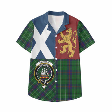 Duncan Crest Tartan Kid Hawaiian Shirt with Lion Rampant Saltire Style