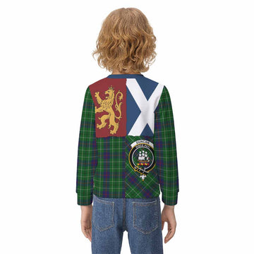 Duncan Crest Tartan Kid Knitted Sweatshirt with Lion Rampant Saltire Style