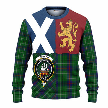 Duncan Crest Tartan Knitted Sweater with Lion Rampant Saltire Style