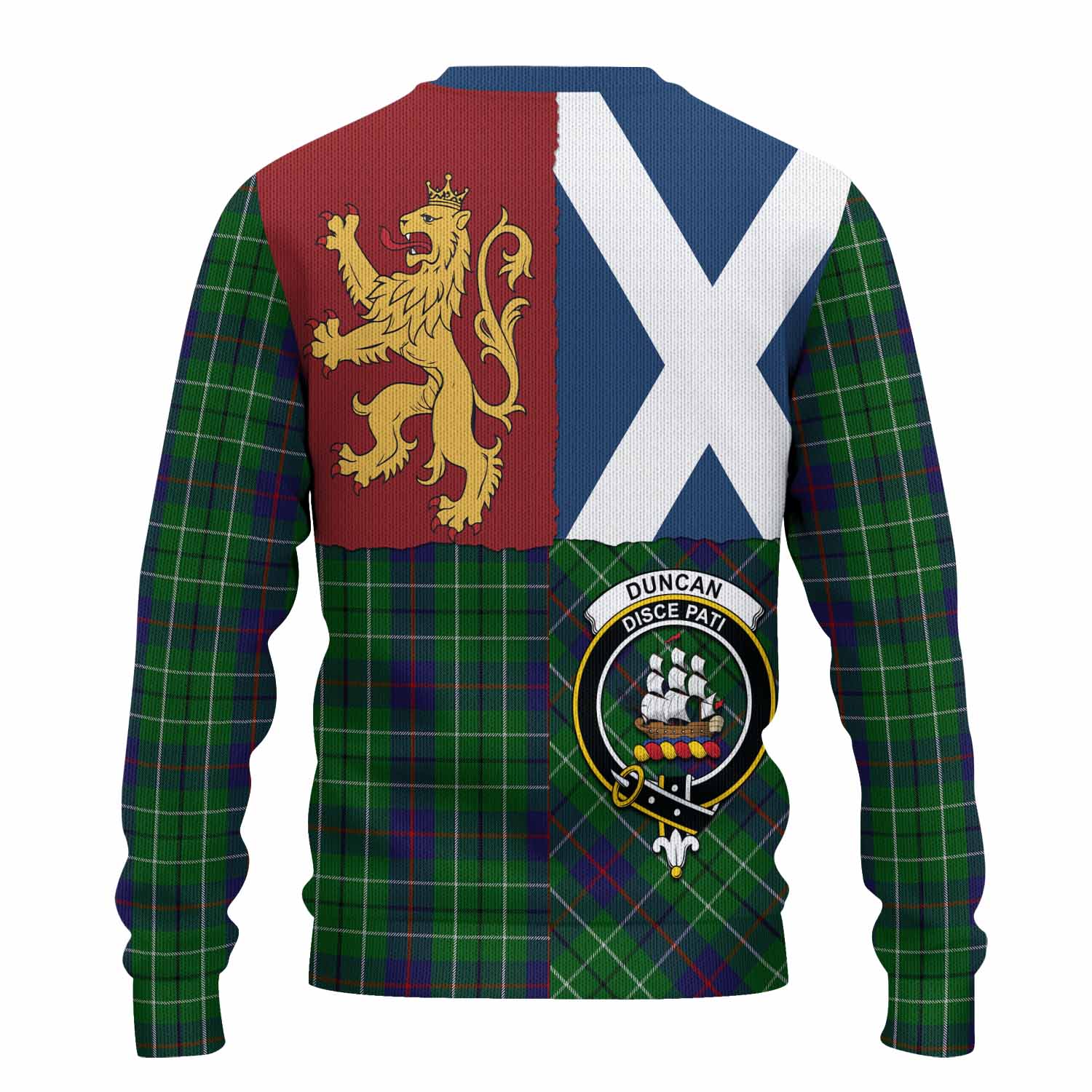 Duncan Crest Tartan Knitted Sweater with Lion Rampant Saltire Style