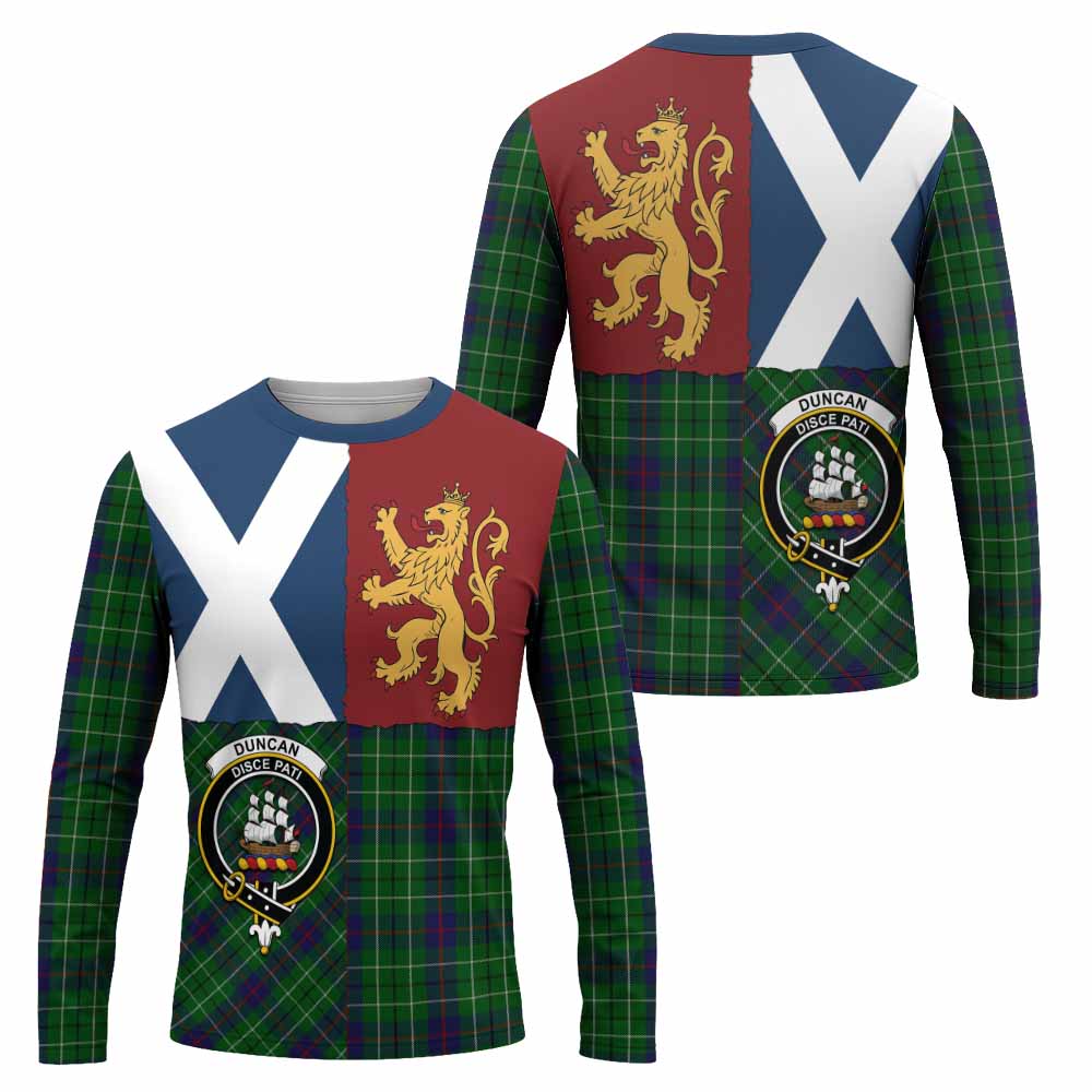 Duncan Crest Tartan Long Sleeve T-Shirt with Lion Rampant Saltire Style