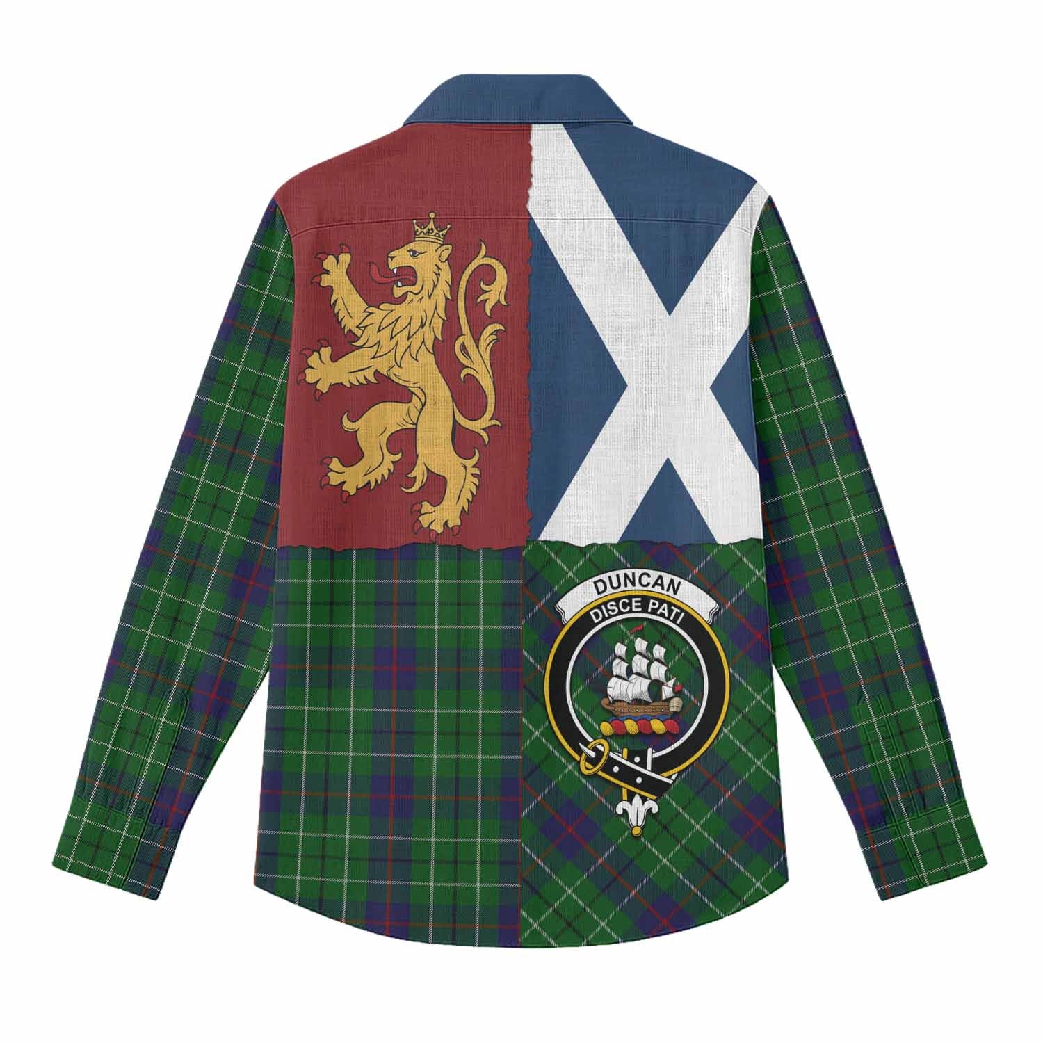 Duncan Crest Tartan Women Casual Shirt with Lion Rampant Saltire Style