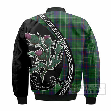 Duncan Family Crest Tartan Bomber Jacket Alba Thistle Inspired