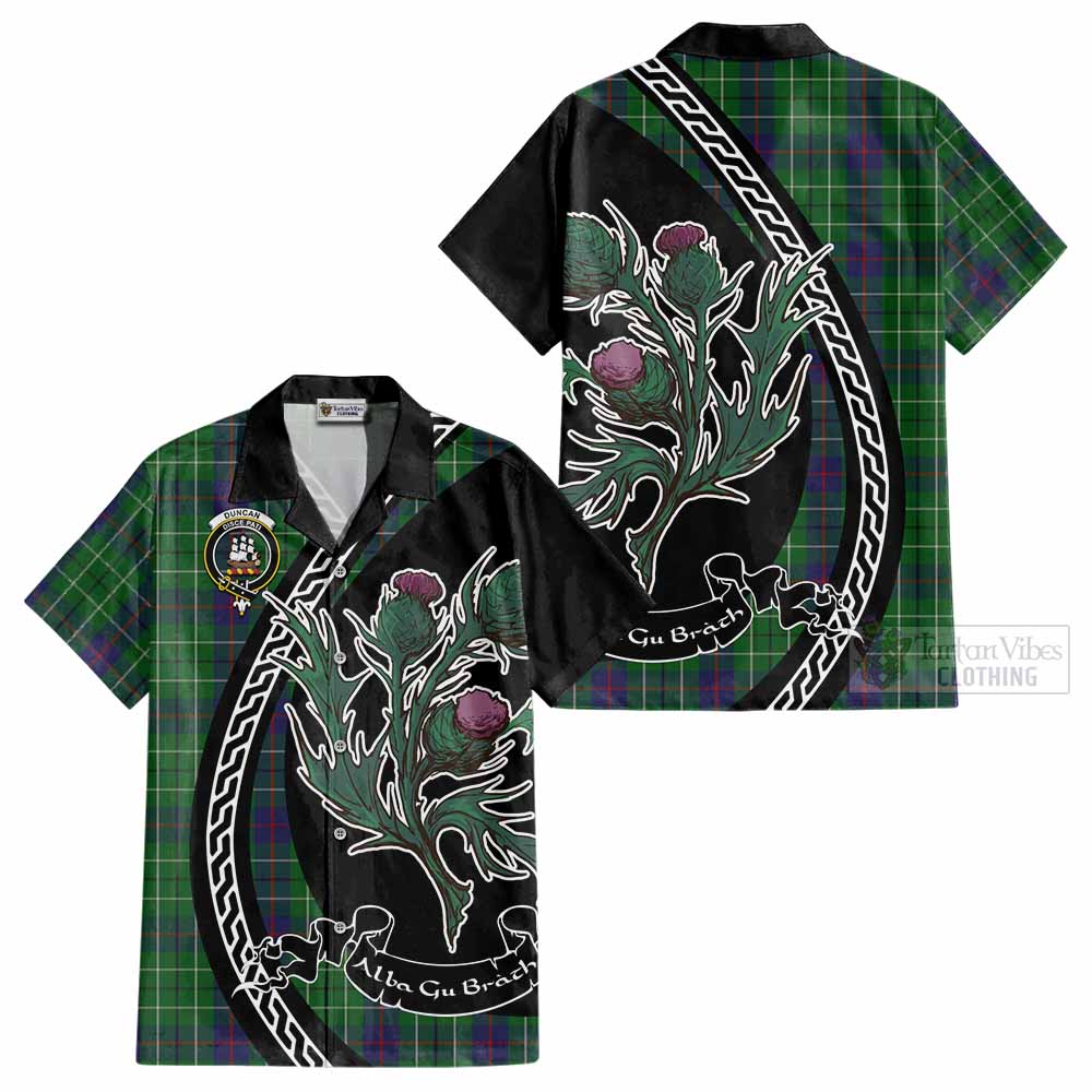 Duncan Family Crest Tartan Cotton Hawaiian Shirt Alba Thistle Inspired - Tartan Vibes Clothing