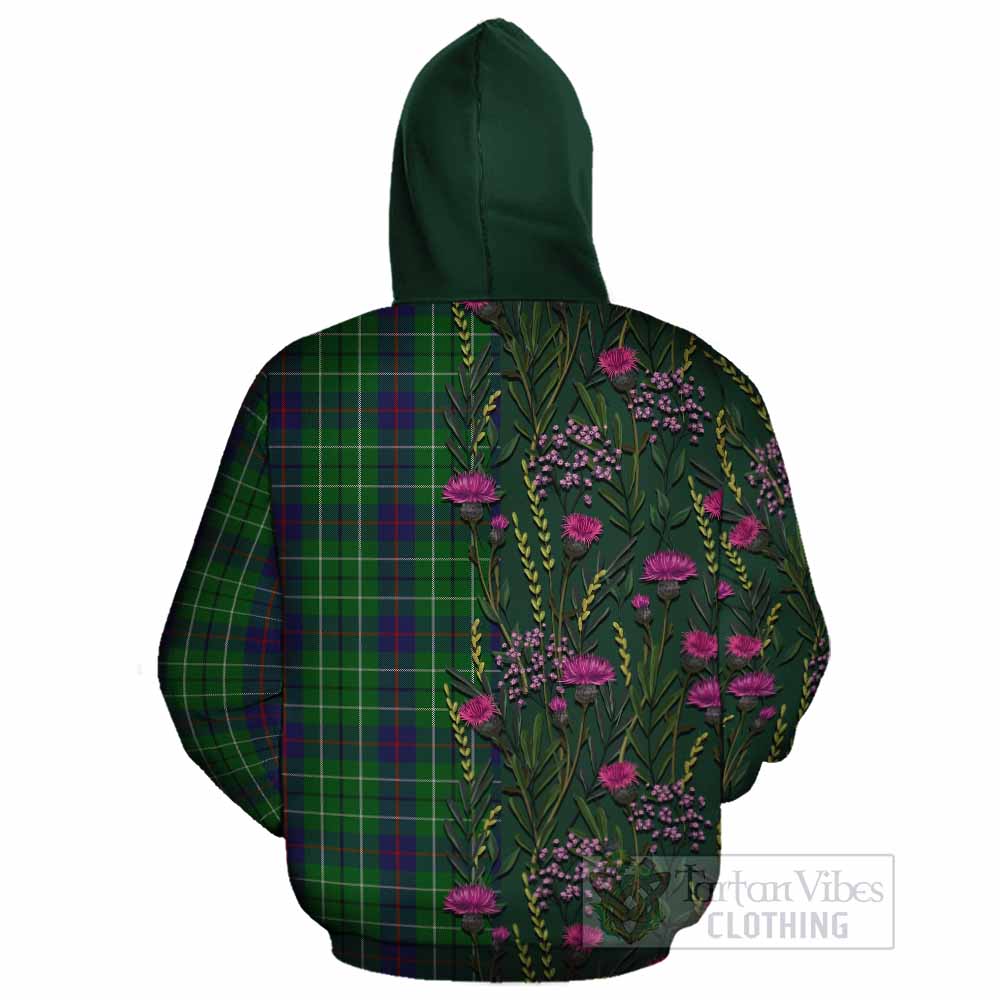 Duncan Family Crest Tartan Cotton Hoodie Scottish Thistle Flower Pattern Half Style - Tartan Vibes Clothing