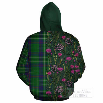 Duncan Family Crest Tartan Cotton Hoodie Scottish Thistle Flower Pattern Half Style