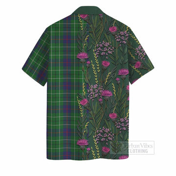 Duncan Family Crest Tartan Hawaiian Shirt Scottish Thistle Flower Pattern Half Style