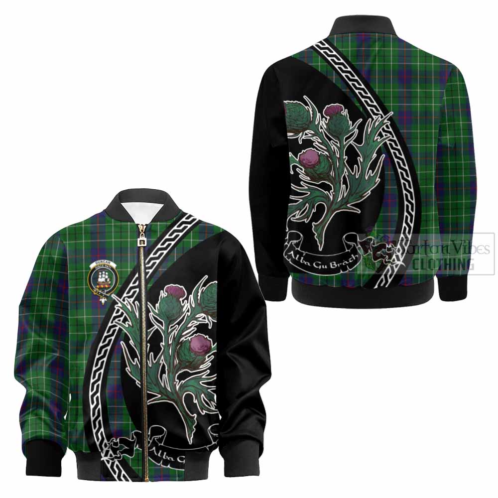 Duncan Family Crest Tartan Kid Bomber Jacket Alba Thistle Inspired - Tartan Vibes Clothing