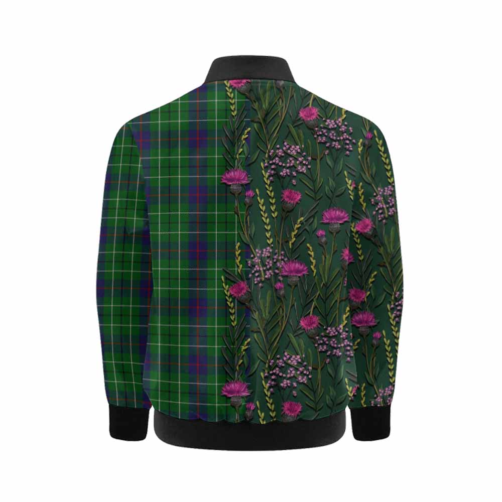 Duncan Family Crest Tartan Kid Bomber Jacket Scottish Thistle Flower Pattern Half Style - Tartan Vibes Clothing