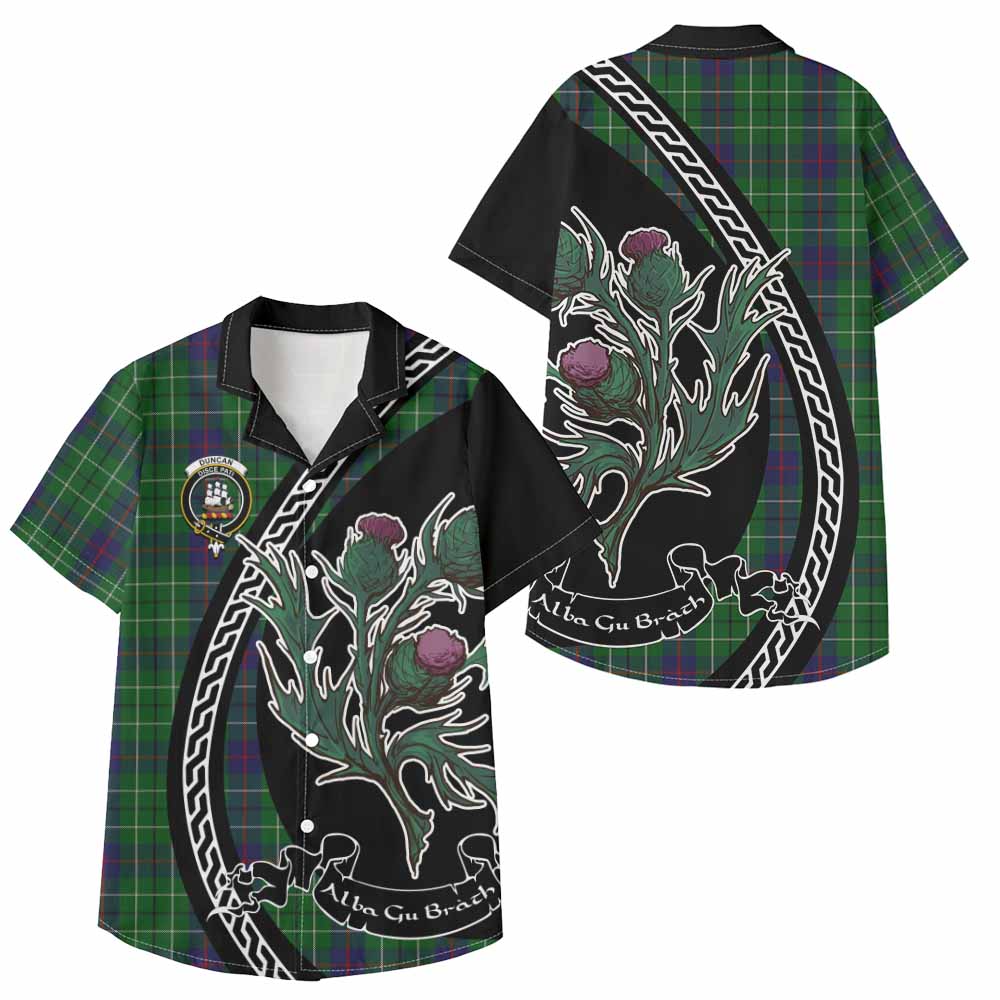 Duncan Family Crest Tartan Kid Hawaiian Shirt Alba Thistle Inspired - Tartan Vibes Clothing