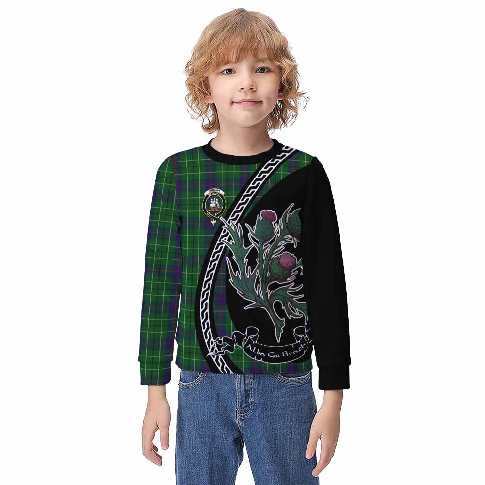 Duncan Family Crest Tartan Kid Knitted Sweatshirt Alba Thistle Inspired - Tartan Vibes Clothing