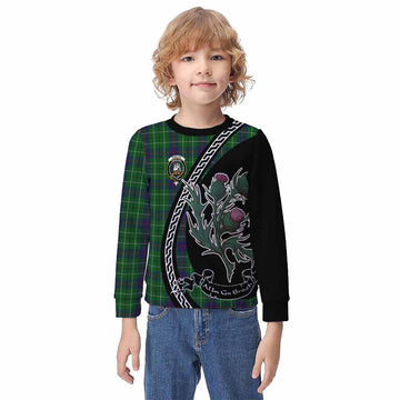 Duncan Family Crest Tartan Kid Knitted Sweatshirt Alba Thistle Inspired