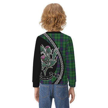 Duncan Family Crest Tartan Kid Knitted Sweatshirt Alba Thistle Inspired