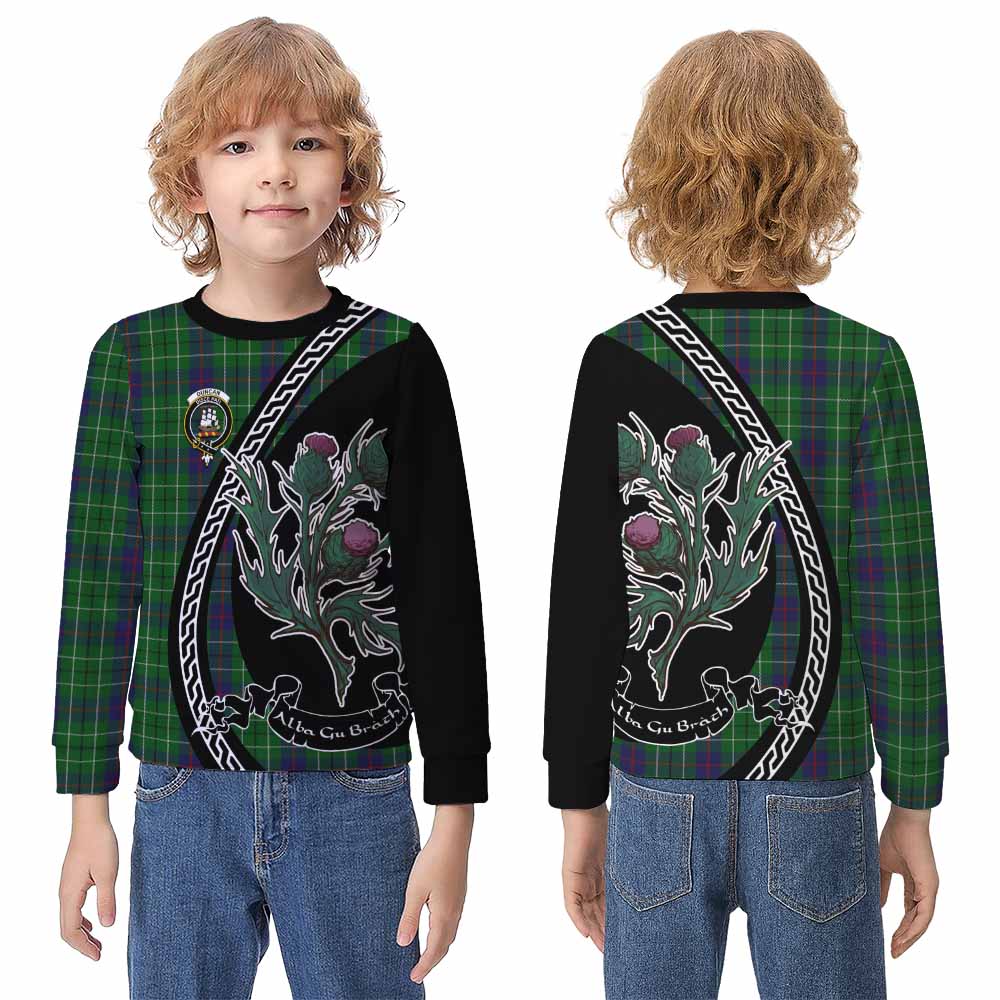 Duncan Family Crest Tartan Kid Knitted Sweatshirt Alba Thistle Inspired - Tartan Vibes Clothing