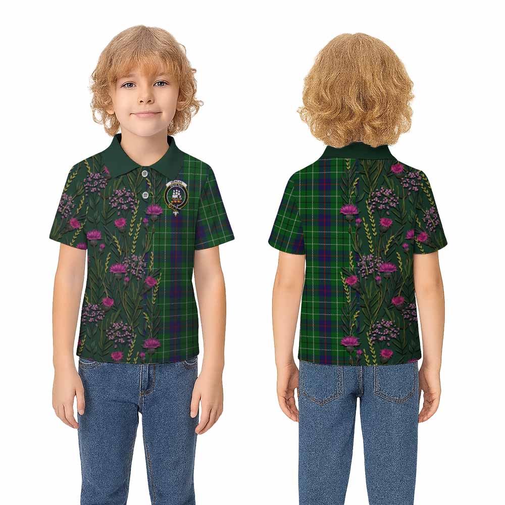 Duncan Family Crest Tartan Kid Polo Shirt Scottish Thistle Flower Pattern Half Style - Tartan Vibes Clothing