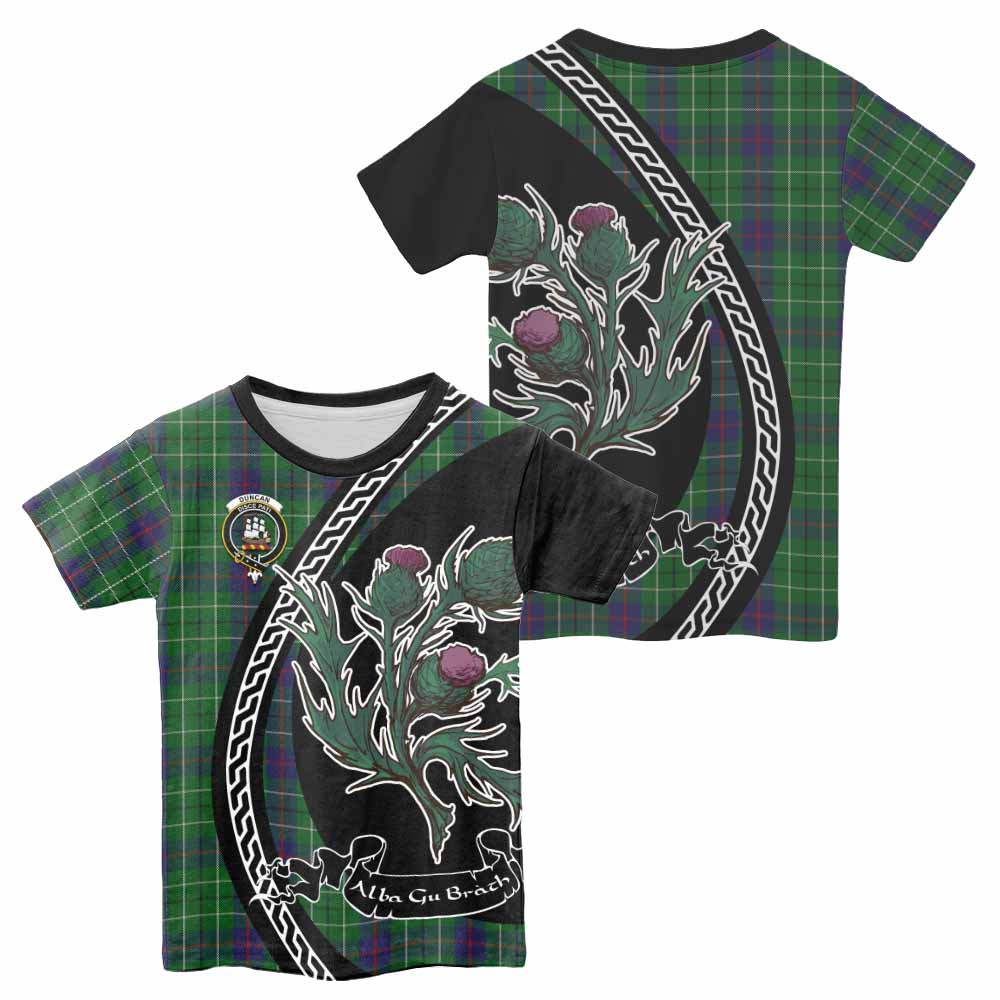 Duncan Family Crest Tartan Kid T-shirt Alba Thistle Inspired - Tartan Vibes Clothing