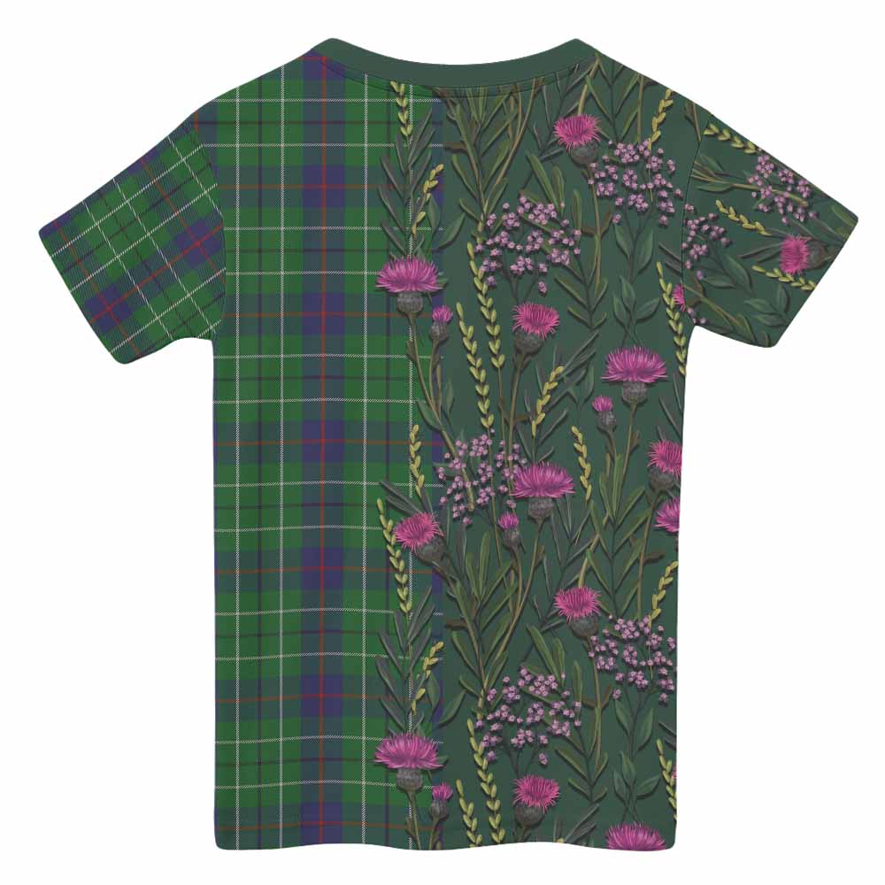 Duncan Family Crest Tartan Kid T-shirt Scottish Thistle Flower Pattern Half Style - Tartan Vibes Clothing