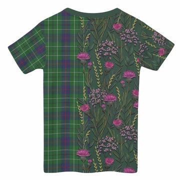 Duncan Family Crest Tartan Kid T-shirt Scottish Thistle Flower Pattern Half Style