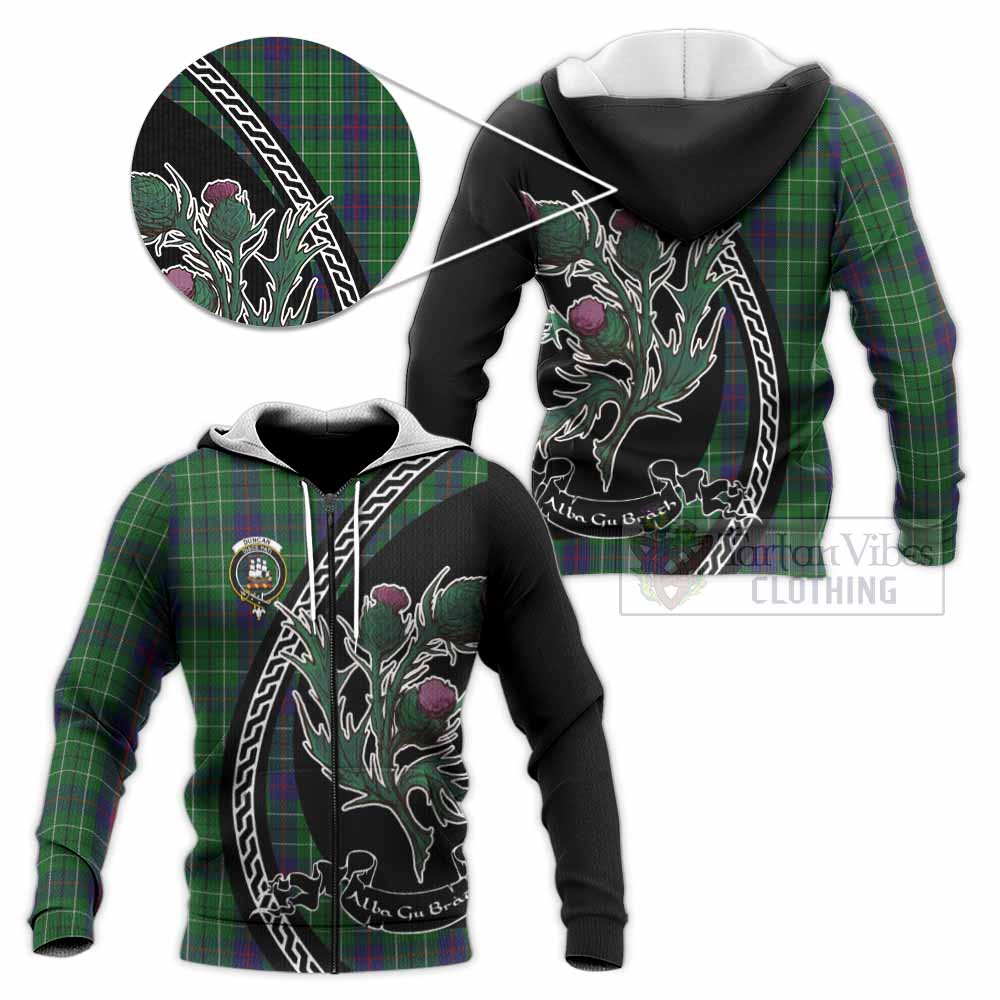 Duncan Family Crest Tartan Knitted Hoodie Alba Thistle Inspired - Tartan Vibes Clothing