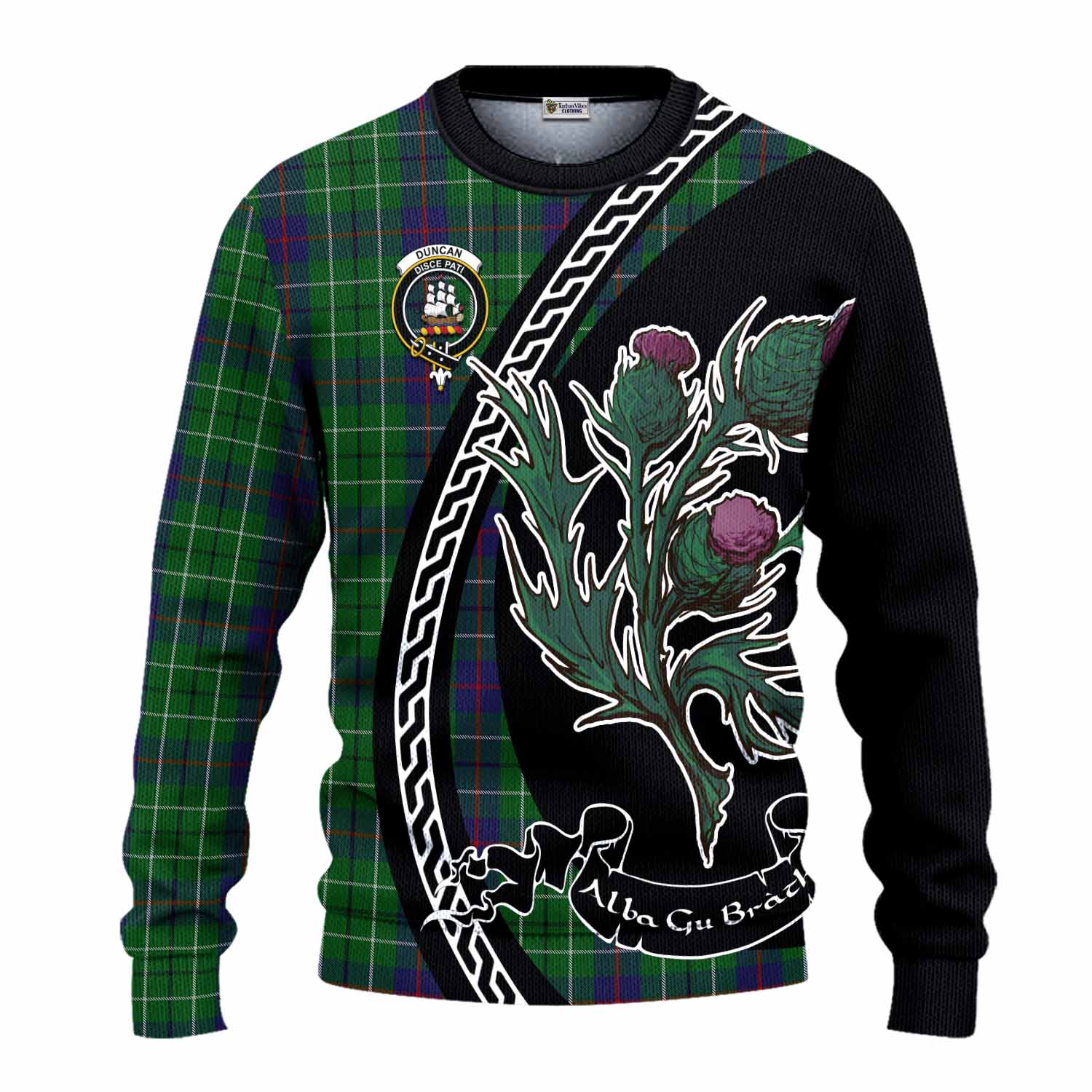 Duncan Family Crest Tartan Knitted Sweater Alba Thistle Inspired - Tartan Vibes Clothing