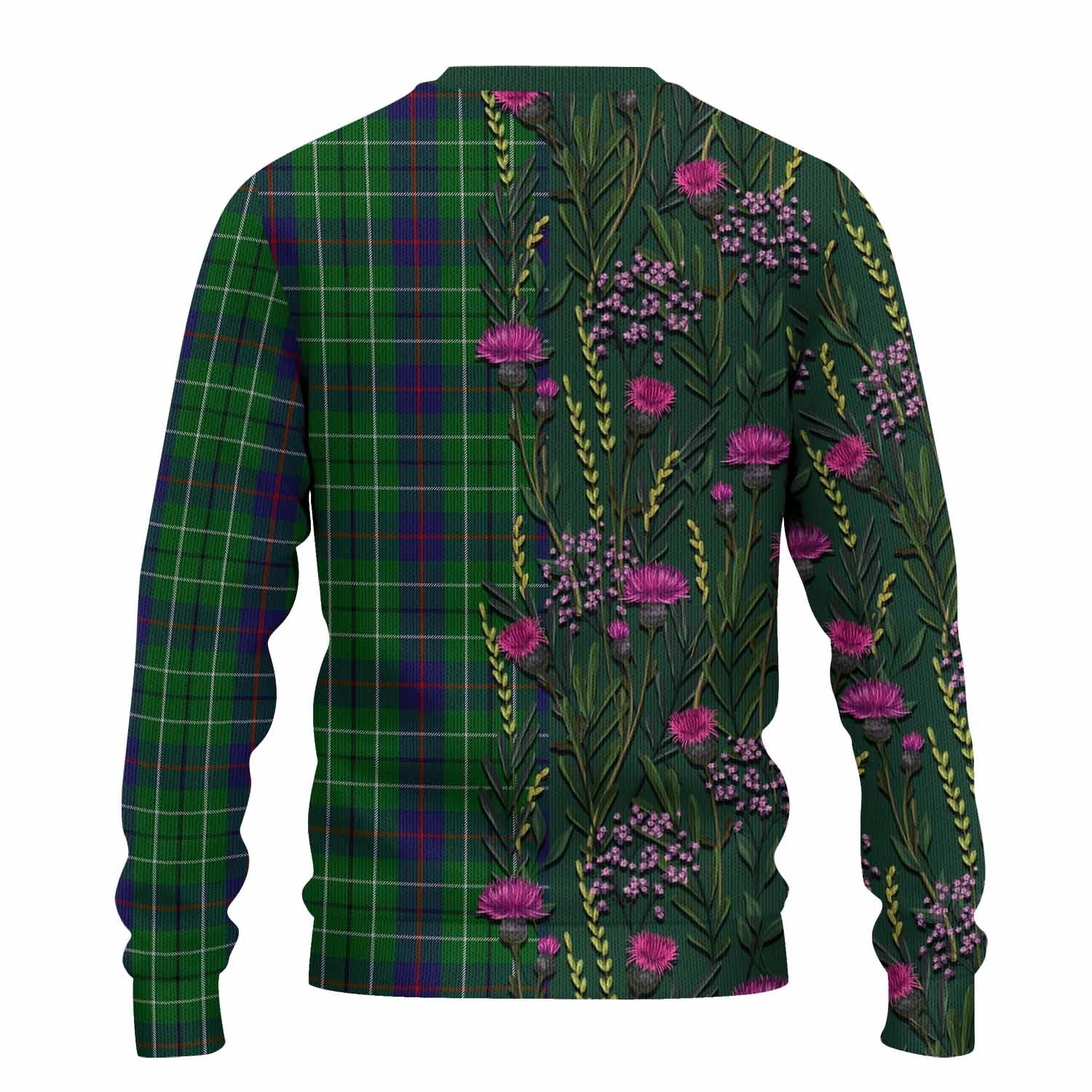 Duncan Family Crest Tartan Knitted Sweater Scottish Thistle Flower Pattern Half Style - Tartan Vibes Clothing