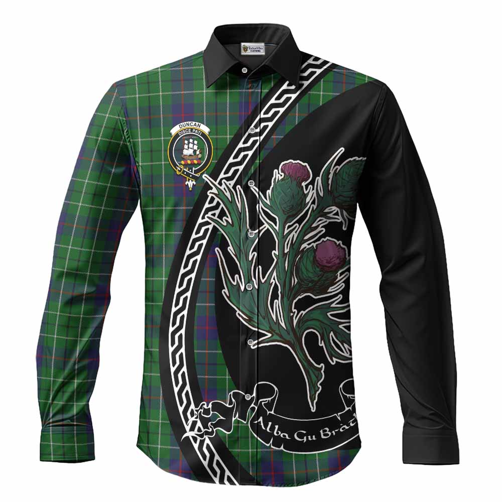Duncan Family Crest Tartan Long Sleeve Button Shirts Alba Thistle Inspired - Tartan Vibes Clothing