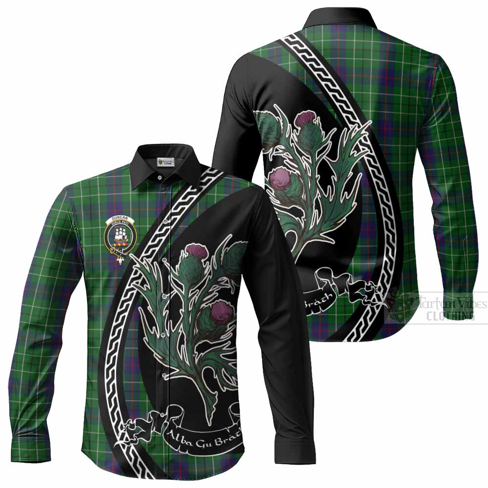 Duncan Family Crest Tartan Long Sleeve Button Shirts Alba Thistle Inspired - Tartan Vibes Clothing