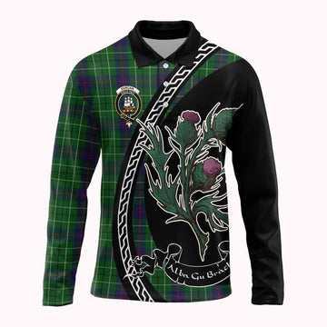 Duncan Family Crest Tartan Long Sleeve Polo Shirt Alba Thistle Inspired
