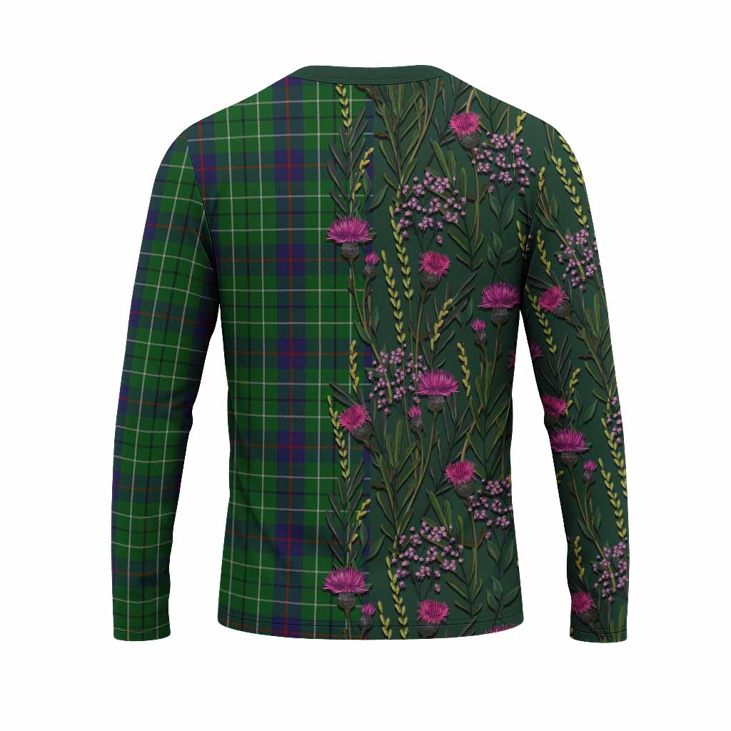 Duncan Family Crest Tartan Long Sleeve T-Shirt Scottish Thistle Flower Pattern Half Style - Tartan Vibes Clothing
