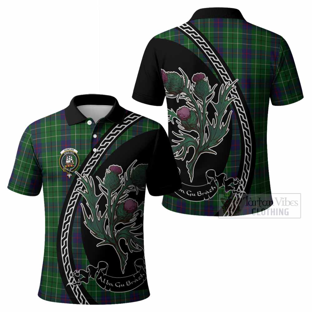 Duncan Family Crest Tartan Polo Shirt Alba Thistle Inspired - Tartan Vibes Clothing