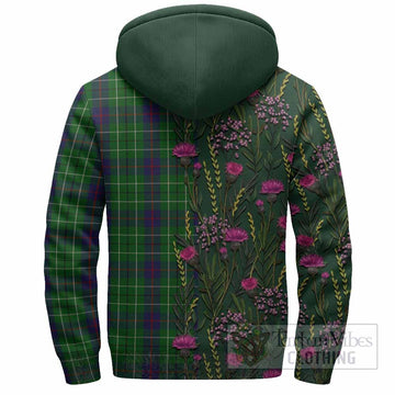 Duncan Family Crest Tartan Sherpa Hoodie Scottish Thistle Flower Pattern Half Style