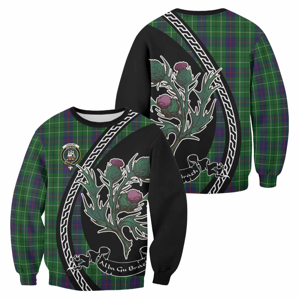 Duncan Family Crest Tartan Sweatshirt Alba Thistle Inspired - Tartan Vibes Clothing