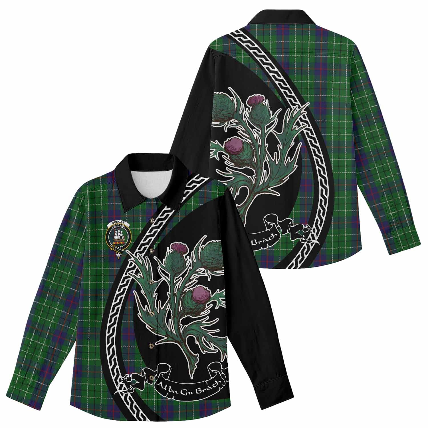 Duncan Family Crest Tartan Women Casual Shirt Alba Thistle Inspired - Tartan Vibes Clothing
