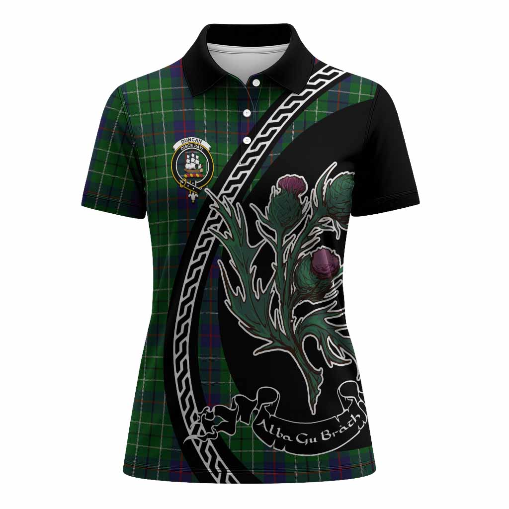 Duncan Family Crest Tartan Women Polo Shirt Alba Thistle Inspired - Tartan Vibes Clothing