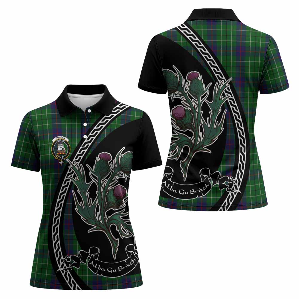Duncan Family Crest Tartan Women Polo Shirt Alba Thistle Inspired - Tartan Vibes Clothing