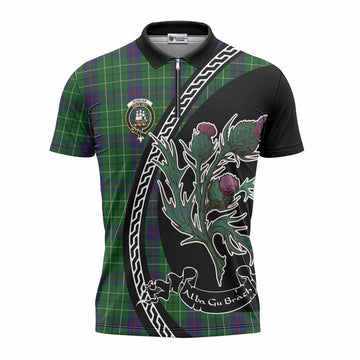 Duncan Family Crest Tartan Zipper Polo Shirt Alba Thistle Inspired