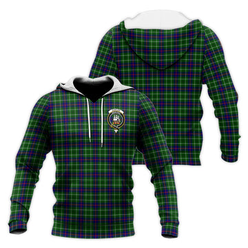 Duncan Modern Tartan Knitted Hoodie with Family Crest