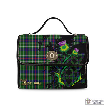 Duncan Modern Tartan Waterproof Canvas Bag with Scotland Map and Thistle Celtic Accents