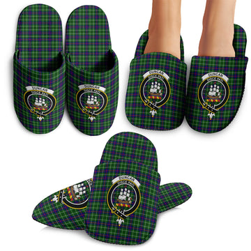 Duncan Modern Tartan Home Slippers with Family Crest