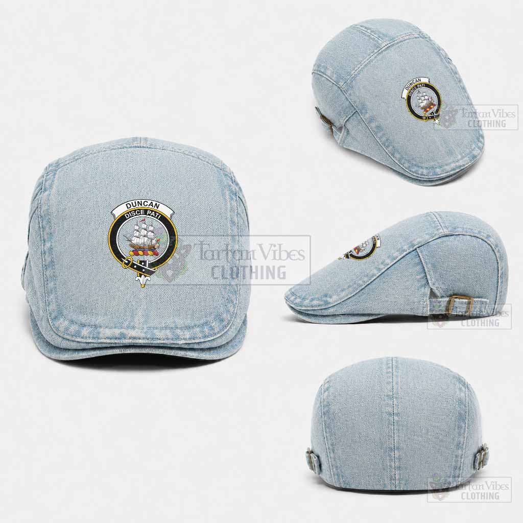 Duncan Scottish Clan Crest Washed Flat Cap - Unisex Jeff Cap One Size (Adjustable) Light Blue - Tartan Vibes Clothing