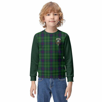 Duncan Tartan Accent Kid Knitted Sweatshirt with Family Crest