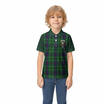 Duncan Tartan Accent Kid Polo Shirt with Family Crest