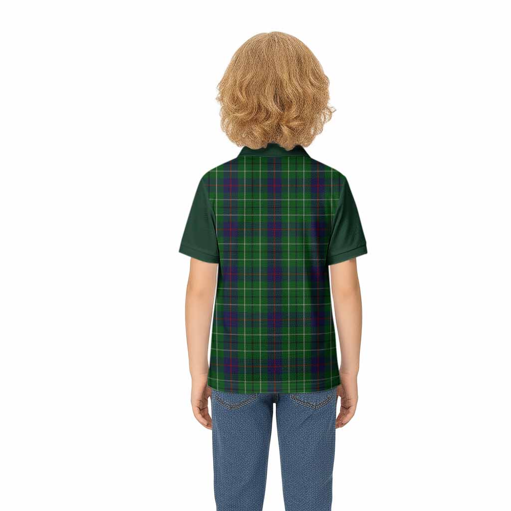 Duncan Tartan Accent Kid Polo Shirt with Family Crest