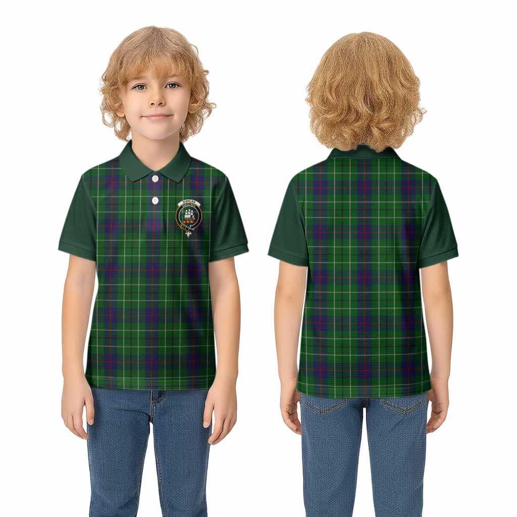 Duncan Tartan Accent Kid Polo Shirt with Family Crest