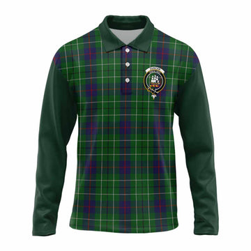 Duncan Tartan Accent Long Sleeve Polo Shirt with Family Crest