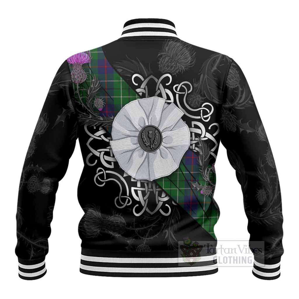 Duncan Tartan Baseball Jacket Jacobite White Rose - Tartan Vibes Clothing