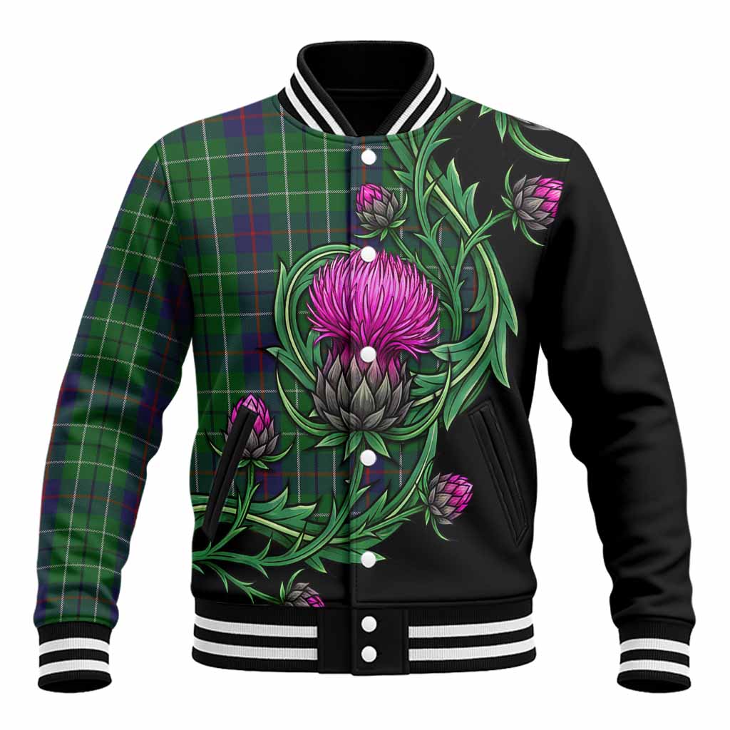 Duncan Tartan Baseball Jacket Resilient Scottish Thistle Unisex - Tartan Vibes Clothing
