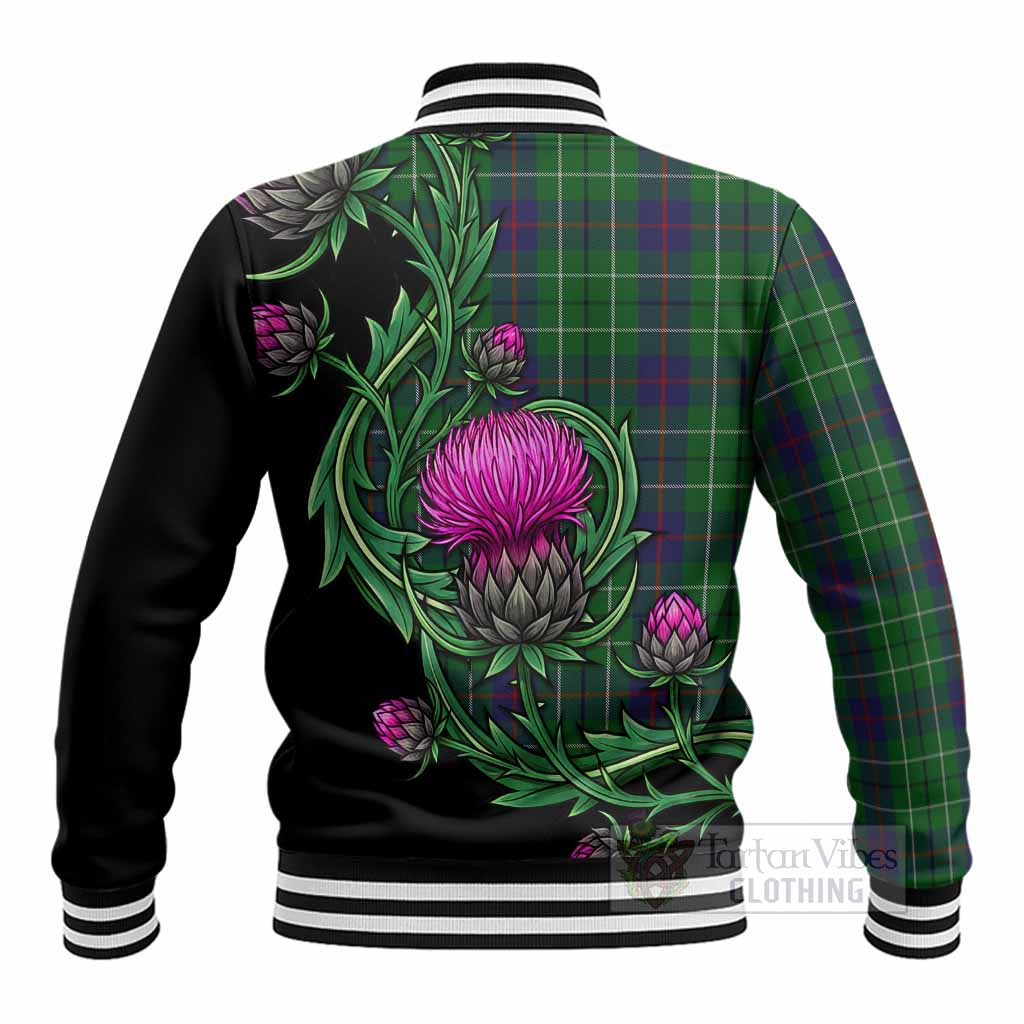 Duncan Tartan Baseball Jacket Resilient Scottish Thistle - Tartan Vibes Clothing